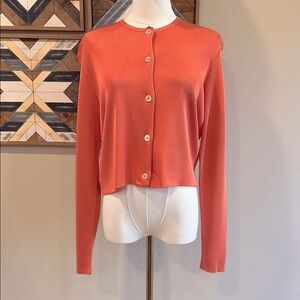 Vintage Ralph Lauren Collection Coral Cropped Cardigan Sweater Small